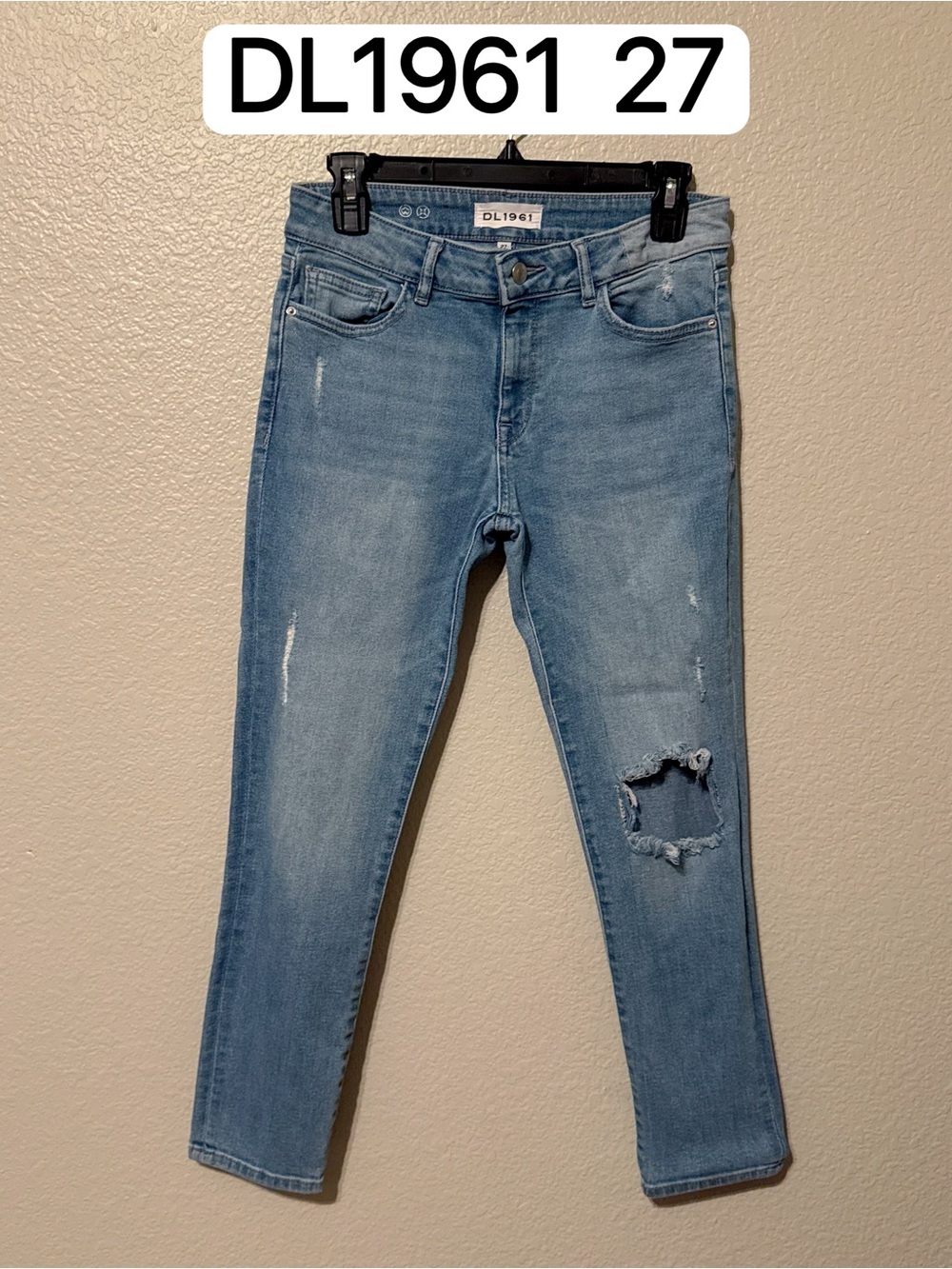 DL1961 Distressed Light Wash Skinny Jeans